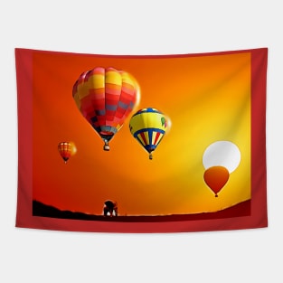 Cartoon Desert Hot Air Ballons Tapestry