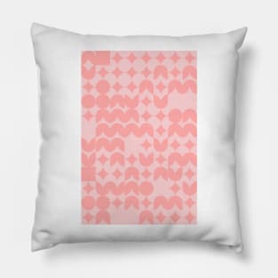 Girly Pinkish Geometric Pattern - Flowers & Stars #14 Pillow