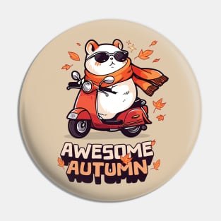 Awesome Autumn Fall Hamster on Wheels Pin