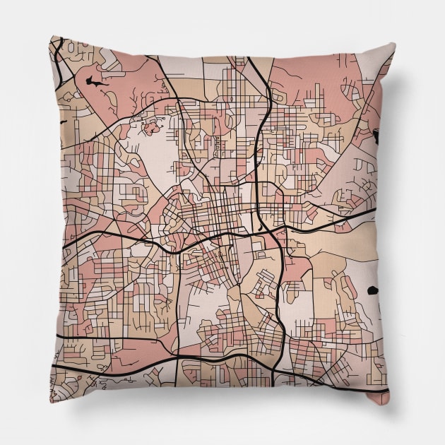 Winston-Salem Map Pattern in Soft Pink Pastels Pillow by PatternMaps