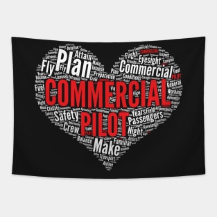 Airplane Commercial Pilot Heart Shape Word Cloud product Tapestry