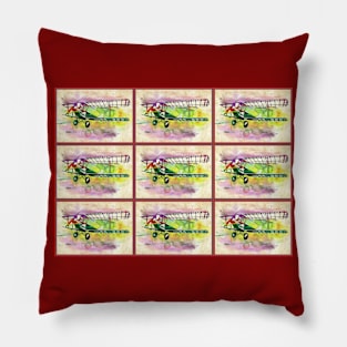 Biplane : Pop Art Abstract Whimsical Collage Print Pillow