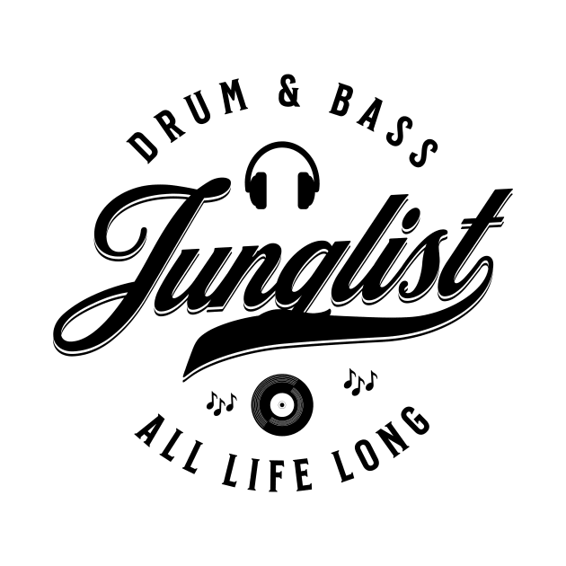 JUNGLIST  - Dnb For Life Font (Black) by DISCOTHREADZ 