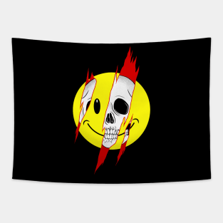 Smiley Face Skull Tapestry