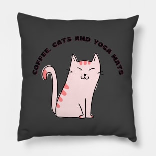 Coffee cats and yoga mats funny yoga and cat drawing Pillow