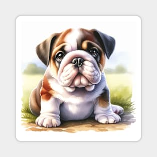 Watercolor Bulldog Puppies - Cute Puppy Magnet