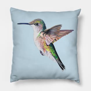 Female Ruby Throated Hummingbird drawing (no background) Pillow