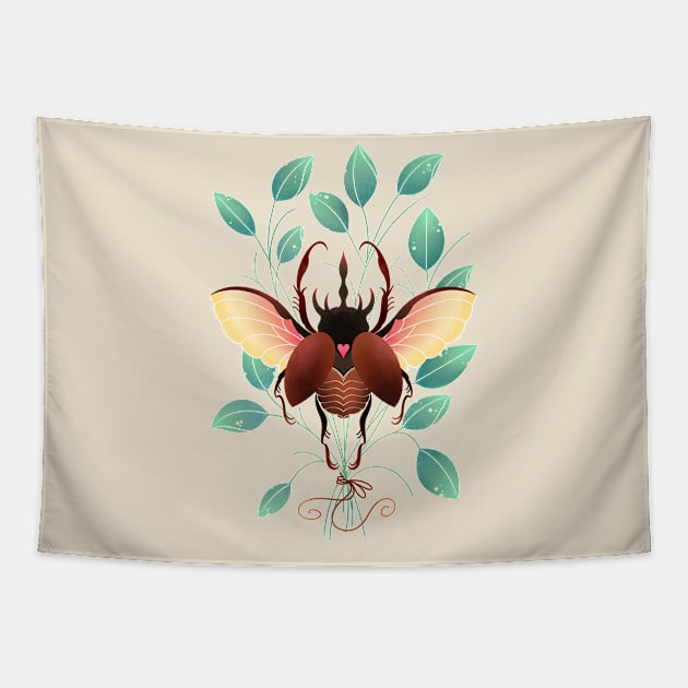 Love bug scarab beetle Tapestry by Tex doodles 