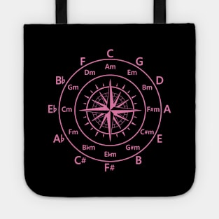 Circle of Fifths Old Compass Style Hot Pink Tote