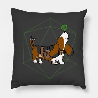 D20 Basset Hound Bard | DND Dogs | Fantasy Art Pillow