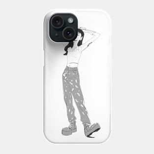 Girl illustration in black and white Phone Case