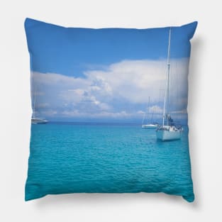 Mediterranean Serenity: Drink Blue Waters Pillow