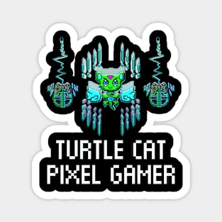 Turtle Cat Pixel Gamer Magnet