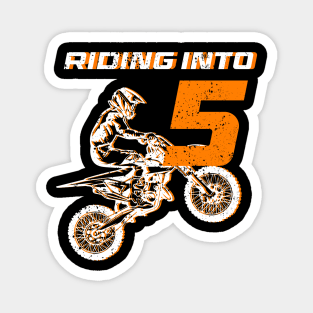 Riding into 5th birthday boy Dirt Bike B-day Gift For Kids Tollders Magnet