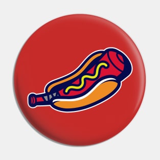 Hot Dog Baseball Bat Sports Mascot T-Shirt: Fun & Bold Design for Baseball Lovers! Pin