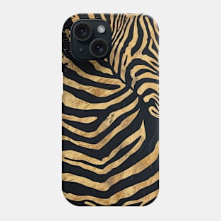 Chic Golden Zebra Print, Abstract Retro Art Phone Case