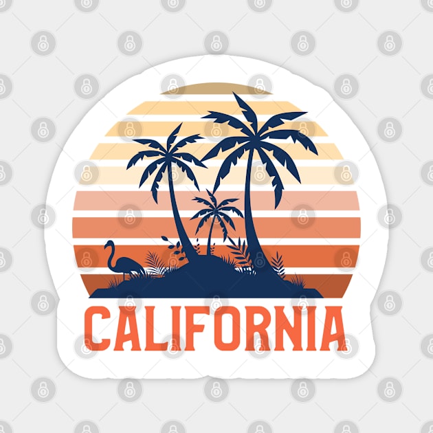 California Sunset, Orange and Blue Sun, Gift for sunset lovers T-shirt, Palm Trees Magnet by AbsurdStore