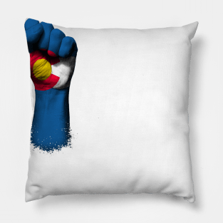 Flag of Colorado on a Raised Clenched Fist Pillow
