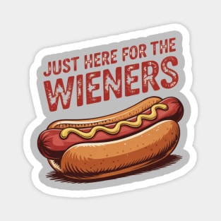 Just Here For The Wieners Funny 4th of July Hot Dog USA Magnet