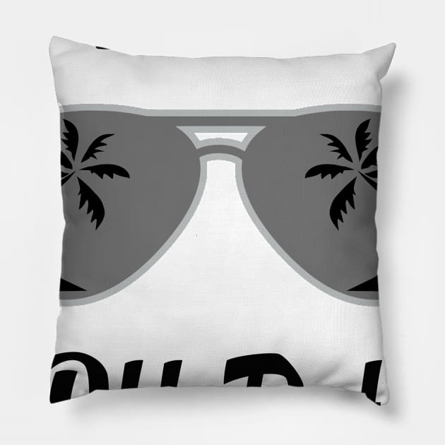 Off Duty Biker Funny Summer Vacation Pillow by chrizy1688