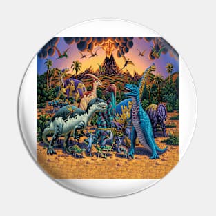 Dinosaurs with volcano Pin