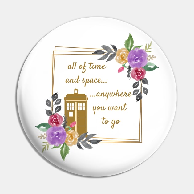 Tardis & Flowers Pin by Thisdorkynerd