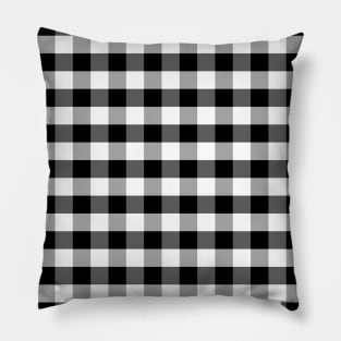 Jumbo Jet Black Gingham Check Square Pattern Pillow