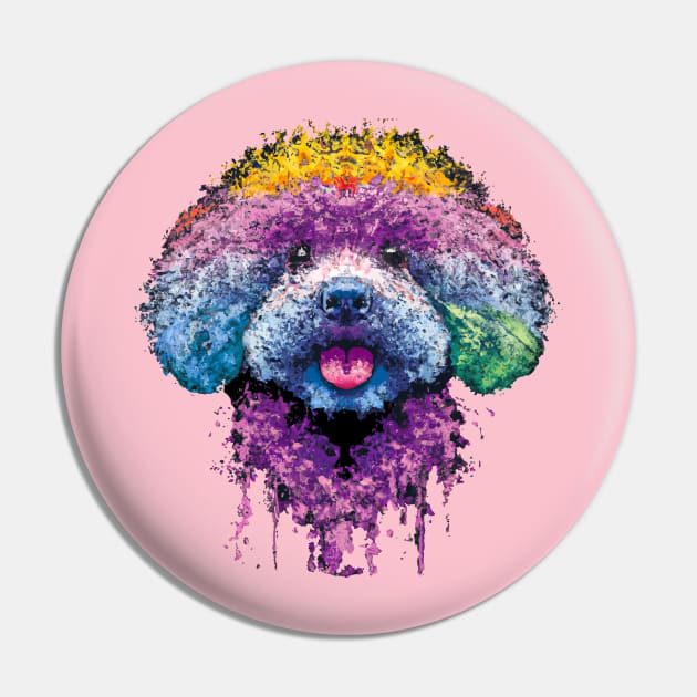 Cute Bolognese Dog Artwork Pin by Furrban