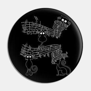 Cat Kitty Playing Music Note  Black Cat Lover Gift Pin