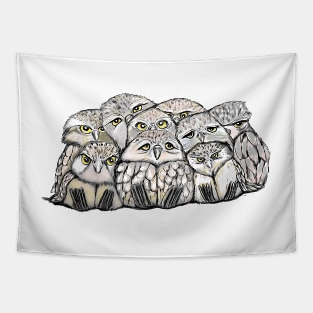 Baby Owl Pile Tapestry by msmart