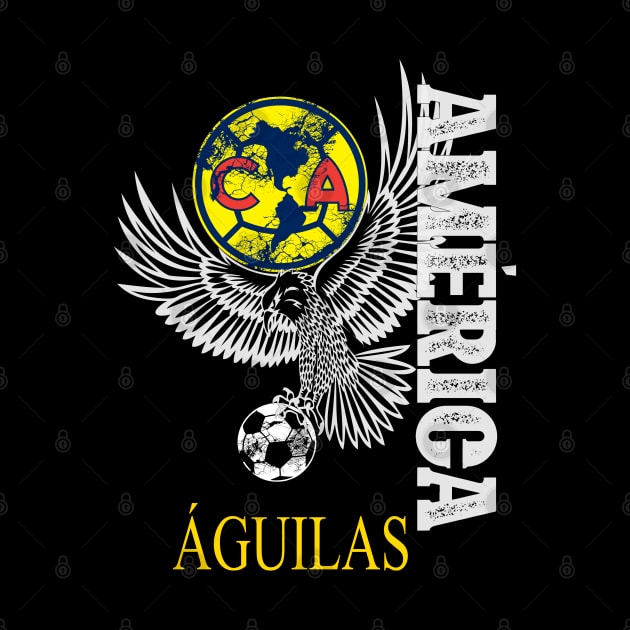 Aguilas del america escudo logo diseño estilo desgastado by soccer t-shirts