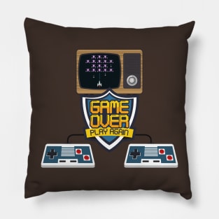 Game over, Play again pixel art Pillow