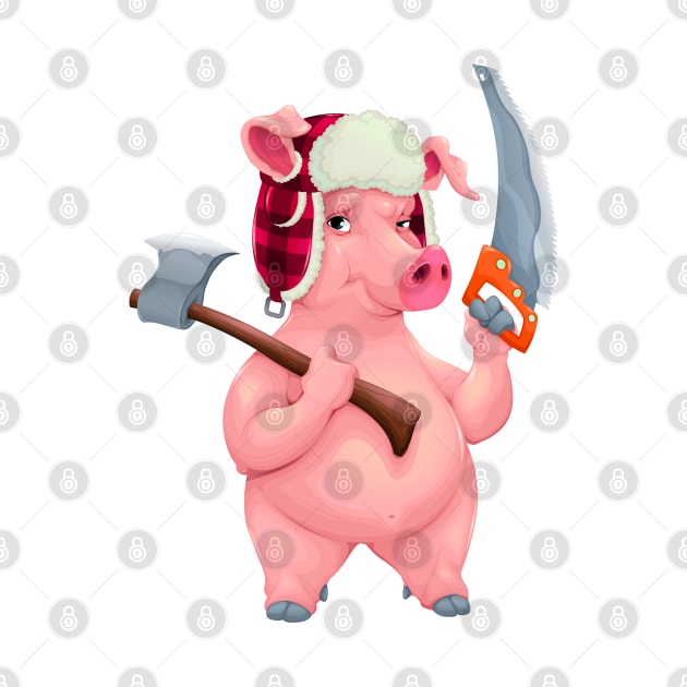 Woodworker pig with tools by ddraw