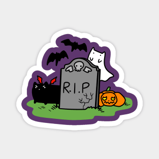 Headstone with Spooky Cats Magnet