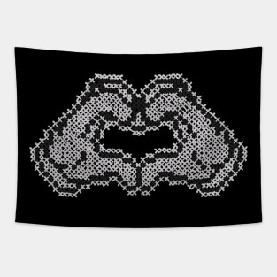 Hand Heart Pixel art Tapestry