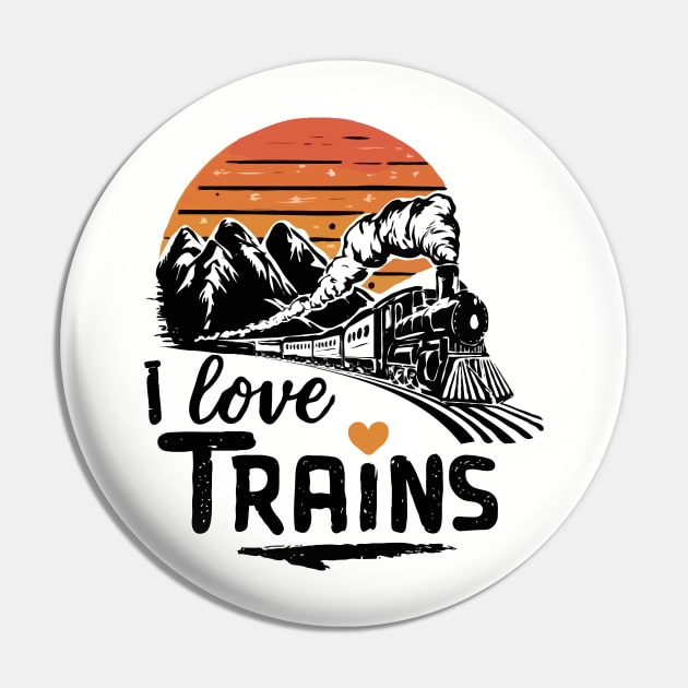 I Love Trains, Train Lovers Pin by Chrislkf
