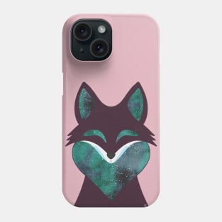 Celestial Fox Love - Cosmic Heart and Starry Night Sky Phone Case