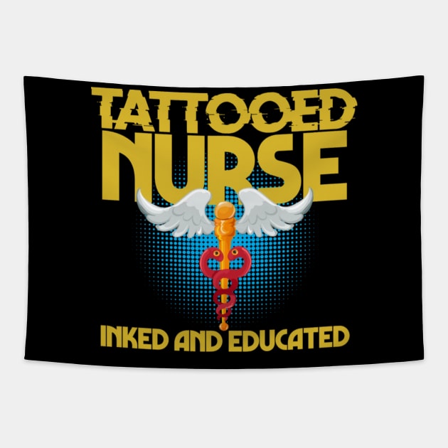 Tattooed Nurse Tattoo Cool Registered Nurses Tapestry by Yassmina