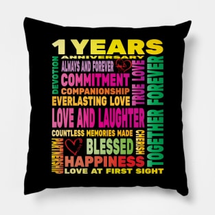 1 Years Womens Wedding Years Anniversary Love Happy Couples Lovers Pillow