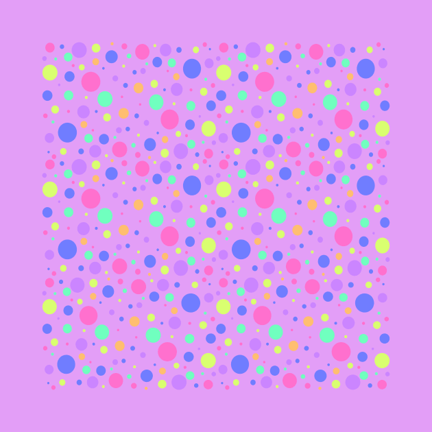 Rainbow Pastel Polka Dot on Lavender by JerryWLambert
