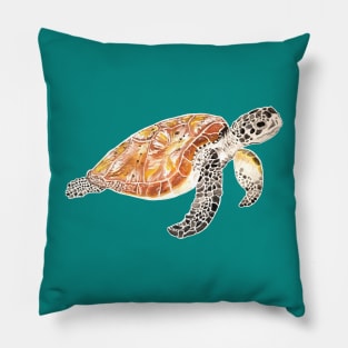 Sea Turtle Watercolor Pillow