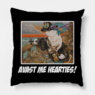 Ferret Pirate and Egyptian Treasure - Avast Me Hearties - White Outlined Version Pillow