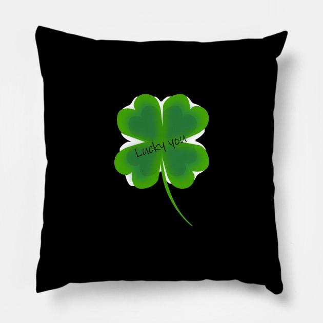 Lucky you - clover Pillow by Heartfeltarts