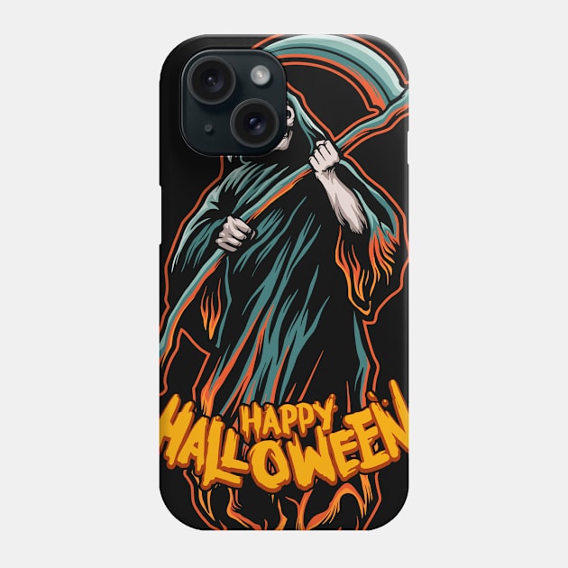 Grim reaper halloween illustration Phone Case by SpaceWiz95