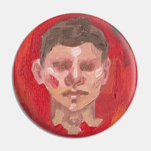 Red Portrait - This is Fine - Oil Painting Pin