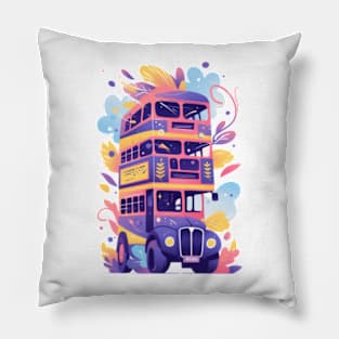 Triple Decker Bus - Colorful - Fantasy Pillow