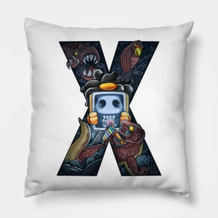 Letter X doodle art Pillow