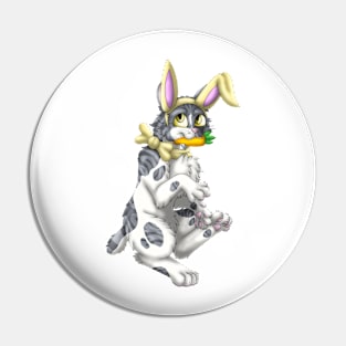 Bobtail BunnyCat: Grey Bicolor Tabby (Yellow) Pin