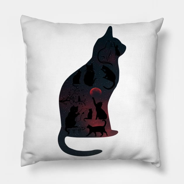 Cute cat silhouette gift Pillow by Just Simple and Awesome