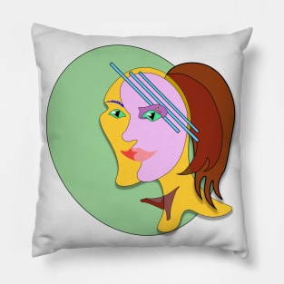 Behind the mask, cubism art style. Design. Pillow